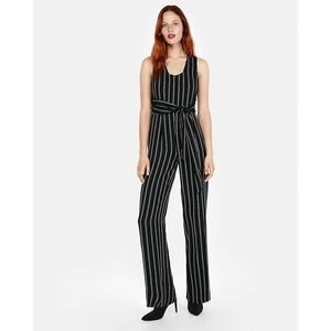 Express Sleeveless Striped Wide Leg Jumpsuit